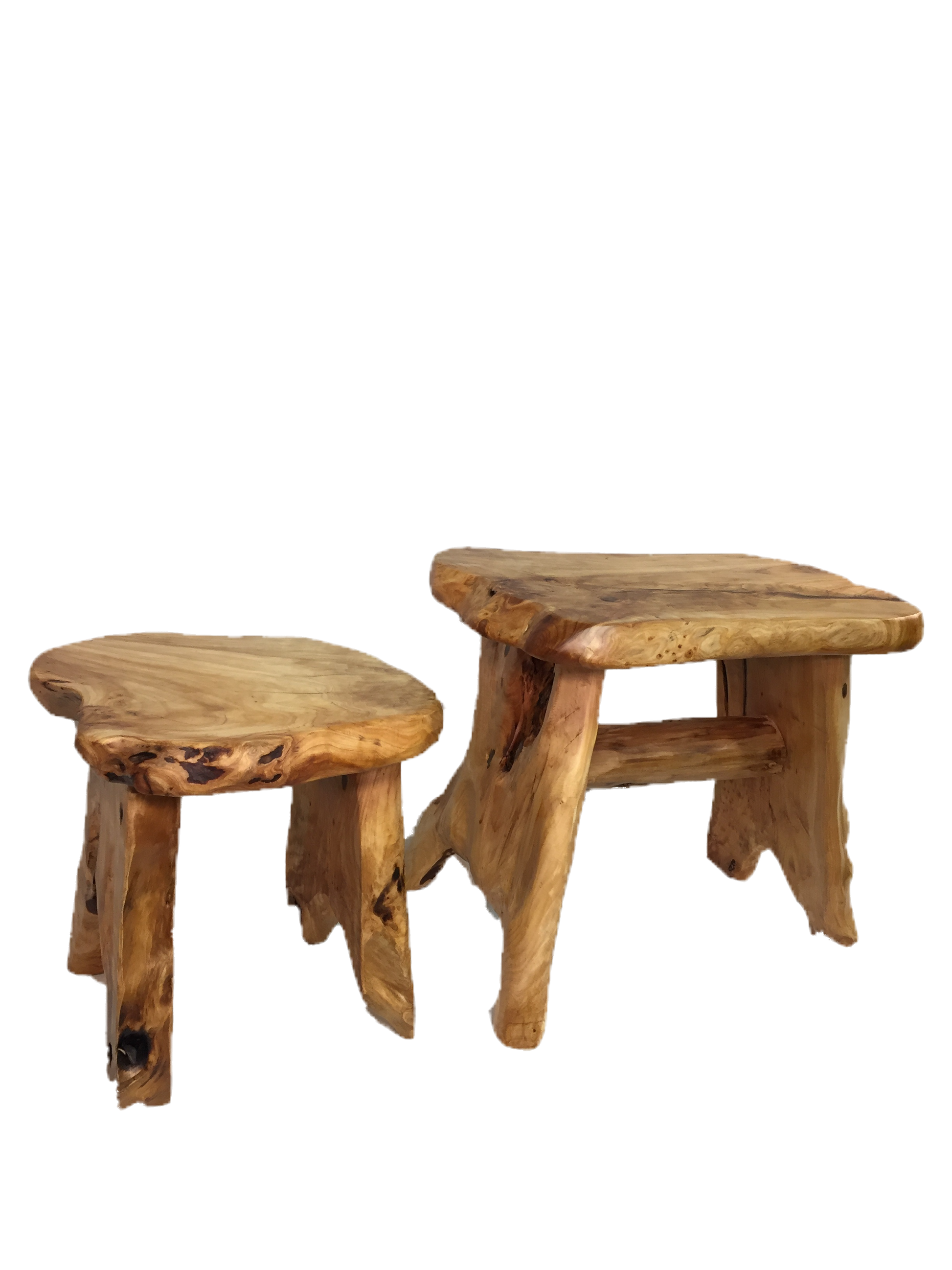 FUNCTIONAL ART is the best way to describe Greener Valley's stunning collection of stumps and roots that have been handcrafted into beautiful wine holders, cheese boards, platters, bowls and stools. Handcrafted from the roots and stumps of the Asian Cypress known as Shan Mu. These beautiful stools function equally well as a stool, end table or plant stand. Each piece is absolutely unique. This stool measures 24" high.